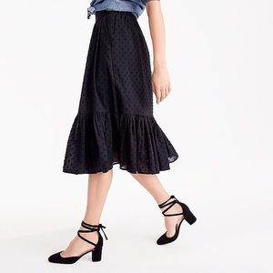 NWT J. Crew Clip Dot Eyelet Tiered Midi Skirt